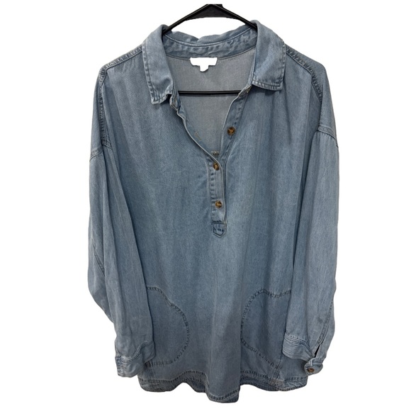 Blu Pepper Shirt Dress – Size Large – Preloved Denim Style with Pockets - Picture 1 of 8